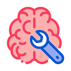Poster - Brain Wrench Icon Vector. Outline Brain Wrench Sign. Isolated Contour Symbol Illustration
