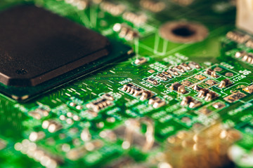 Poster - close up of electronic circuit board with processor