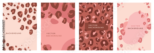 Vector set of abstract creative backgrounds in minimal trendy style with copy sp Poster Mural XXL