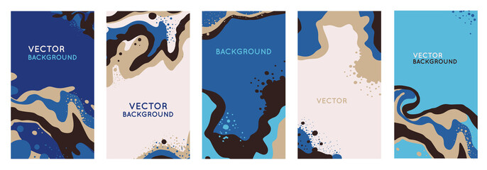 Aufkleber - Vector set of abstract creative backgrounds in minimal trendy style with copy space for text - design templates for social media stories - simple, stylish and minimal wallpaper designs for invitations