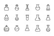 Stroke line icons set of flask.
