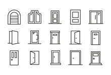 Set Of Door Related Vector Line Icons.