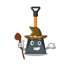 Wall Mural - cartoon mascot style of snow shovel dressed as a witch