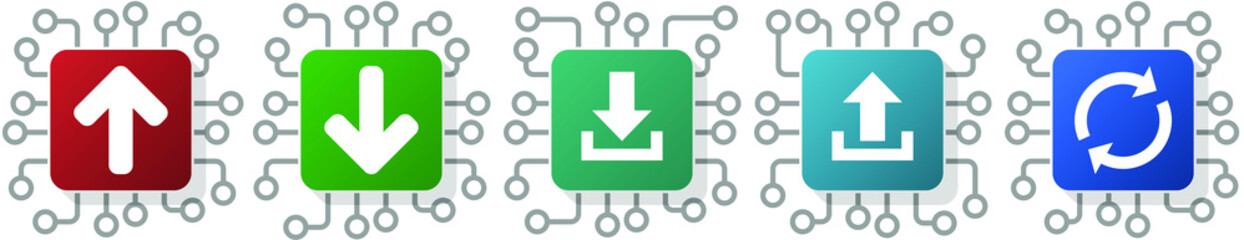 Poster - Set of arrow, refresh, reload and direction icons for webdesign and mobile applications, cpu, chip concept vector illustration