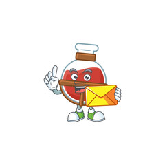 Wall Mural - Cheerfully red potion mascot design with envelope