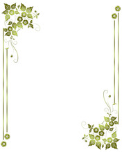 Frame With Border, Green Flowers.