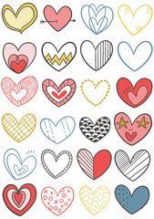 Wall Mural - 0025 hand drawn scribble hearts