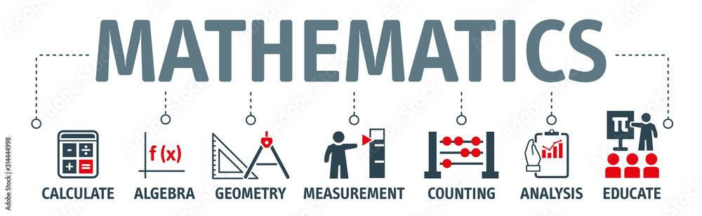 Math concept with vector icons - obrazy, fototapety, plakaty 