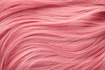 close up view of colored pink hair