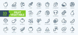 Fototapeta  - Fruits and vegetables - thin line web icon set. Outline icons collection. Simple vector illustration.