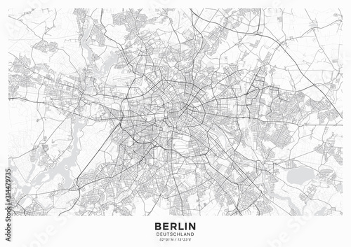 Berlin city map poster. Detailed map of Berlin (Germany). Transport system of...