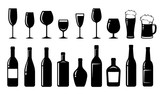 Fototapeta  - food set of alcohol bottles and glasses