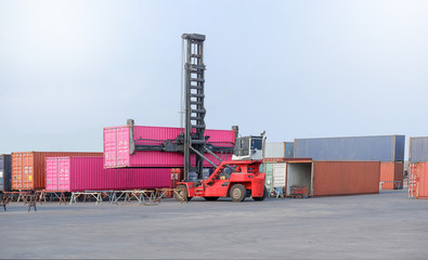 Container handlers in the harbor, transportation concepts