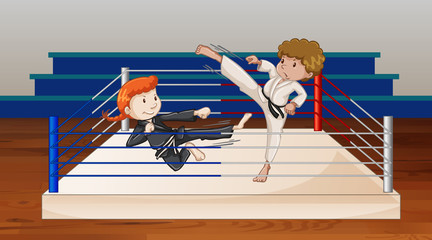 Sticker - Scene with people fighting in the ring arena