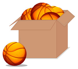 Wall Mural - Cardboard box full of sport equipments on white background