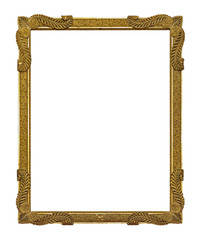 Golden frame for paintings, mirrors or photo isolated on white background