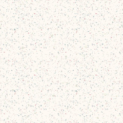 Terrazzo marble seamless pattern. Vector texture of mosaic floor with natural stones, granite, marble, quartz, limestone, concrete. Polished rock flooring surface. White background with colored chips 