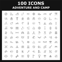 Set of travel  adventure vector icons. 