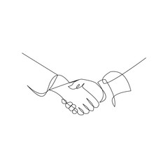 continuous line drawing of handshake business agreement. Vector illustration