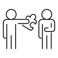 Poster - get puzzle cooperation icon. outline get puzzle cooperation vector icon for web design isolated on w
