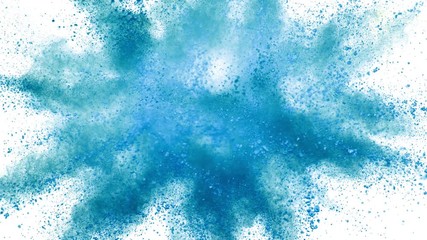 Super slow motion of coloured powder explosion isolated on white background. Filmed on high speed cinema camera, 1000fps.