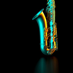 Wall Mural - detail of a saxophone on a black background