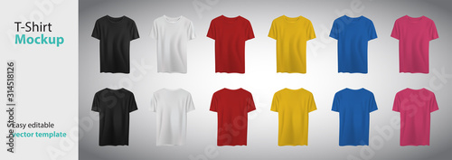 Fotomural Different colors t-shirt with short sleeve mockup