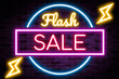 © Phubes - Neon flash sale banner, discount product, advertising, marketing banner.