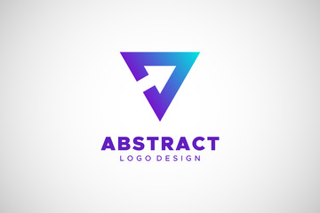 Poster - Triangle Letter V Arrow Up Business Logo. Flat Vector Logo Design Template Element