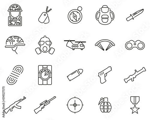 Fotografía Commandos Or Special Forces Icons Thin Line Set Big