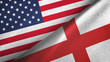 United States and England two flags textile cloth, fabric texture