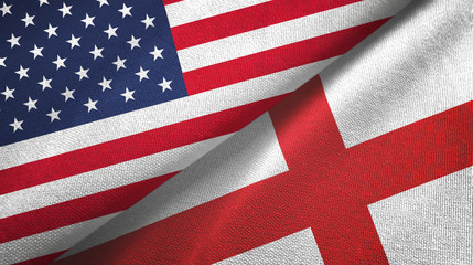 Wall Mural - United States and England two flags textile cloth, fabric texture