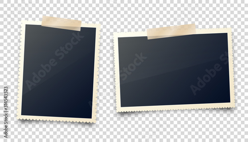 Fotomural Realistic blank photo card frame, film set