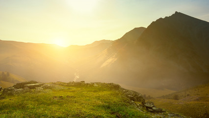 Wall Mural - Sun light over mountain top