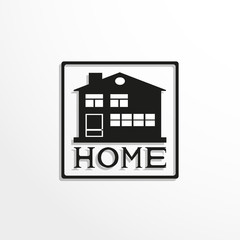 House. Home. Black-white vector icon.