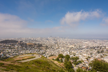 Wall Mural - Panoramic view of San Francisco city from Twin Peaks, California United States