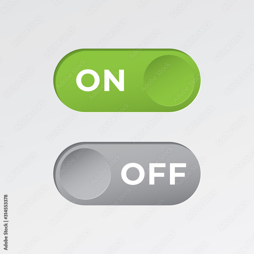 On and Off Toggle Switch Round Debossed Buttons with Lettering Modern ...