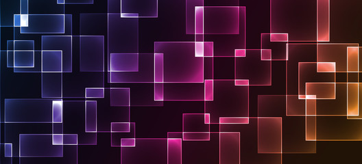 Poster - Shiny neon design square shape abstract background. Retro vector abstract design