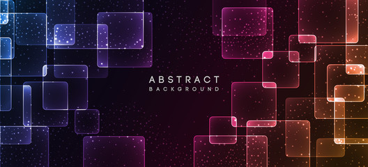 Poster - Shiny neon design square shape abstract background. Retro vector abstract design