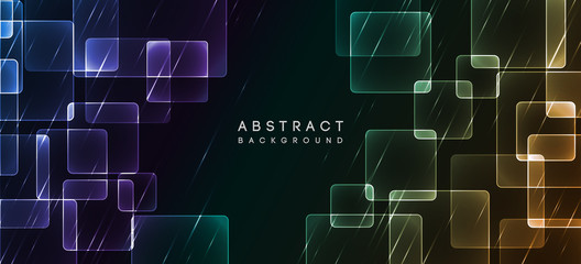 Poster - Shiny neon design square shape abstract background. Retro vector abstract design