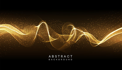 Aufkleber - Abstract shiny color gold wave design element