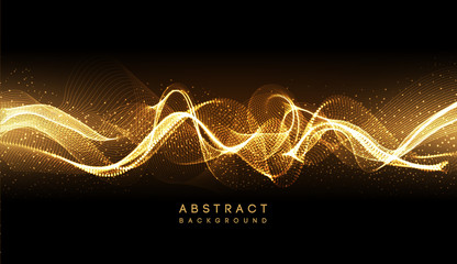 Abstract shiny color gold wave design element