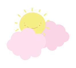 Poster - cartoon sun clouds weather decoration