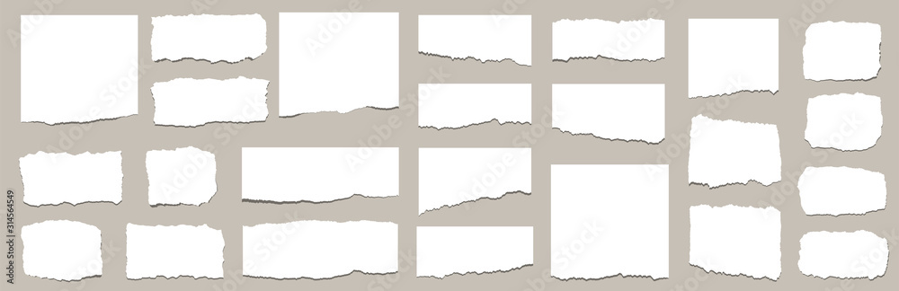 Torn sheets of paper. Torn paper strips set. Vector illustration - obrazy, fototapety, plakaty 