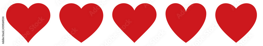 Red heart icons set vector - obrazy, fototapety, plakaty 