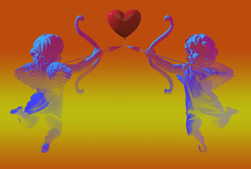 Wall Mural - cupid angel for valentines day 3D render