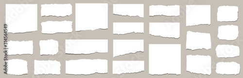 Fotografía Torn sheets of paper. Torn paper strips set. Vector illustration