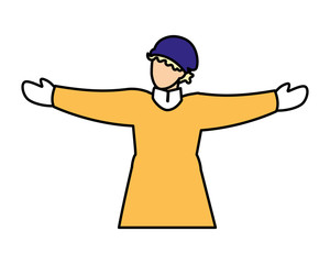 Sticker - man with winter clothes on white background