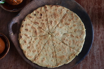 Tradicional peeled corn arepa 