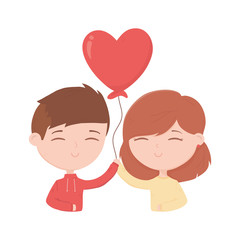 Sticker - happy valentines day cute young couple with balloon heart card